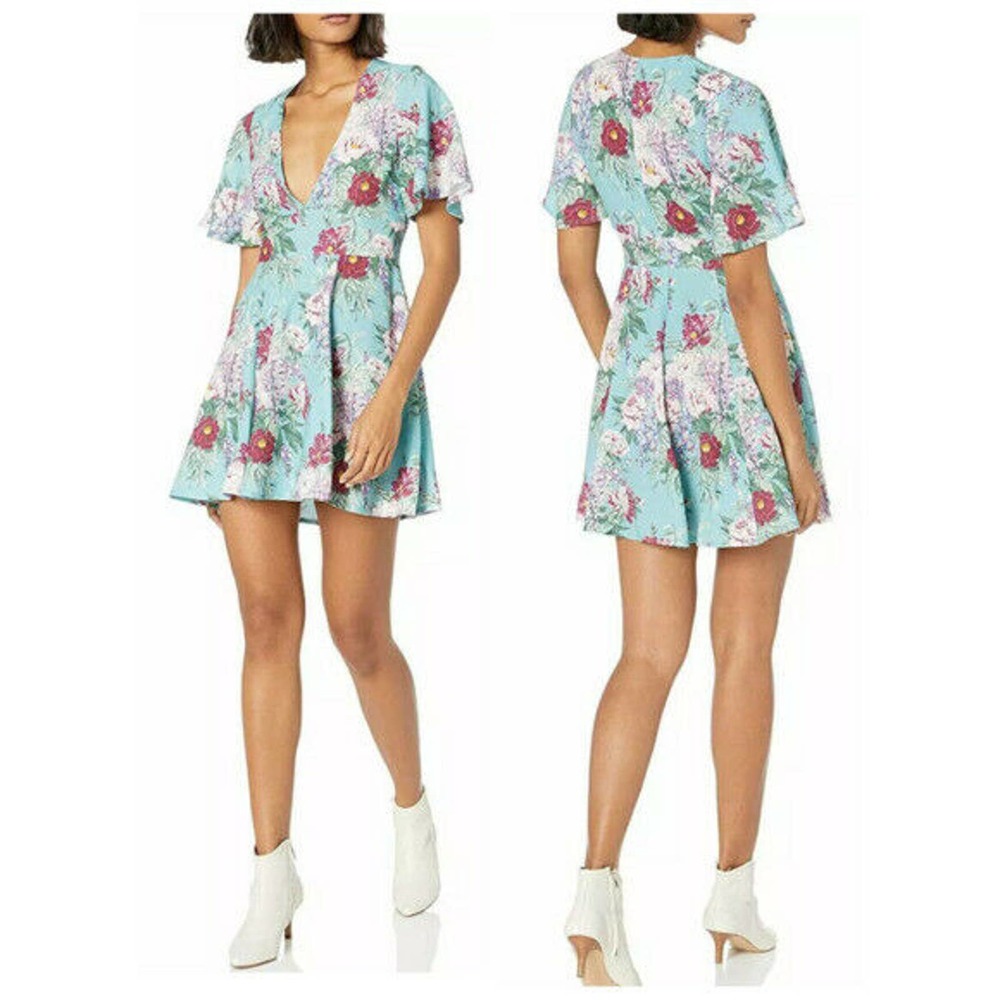 Show Me Your Mumu Aubrey Floral Dress Skater Blue